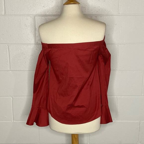 Express Off The Shoulder Bell Sleeve Button Up Front Blouse P20 - Picture 2 of 11